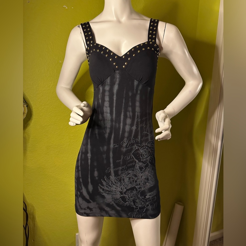 Southpole Black Studded Floral Mini Dress
